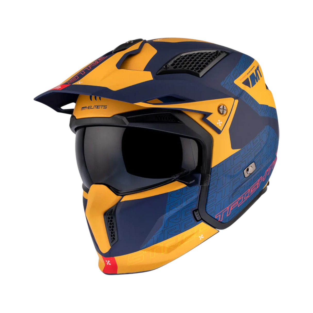 Casco de trial MT Helmets Streetfighter SV S Totem C3 amarillo acabado mate