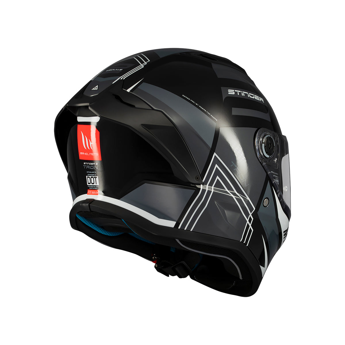 Casco de moto integral MT Helmets Stinger 2 Tron B12 acabado brillo - vista 4