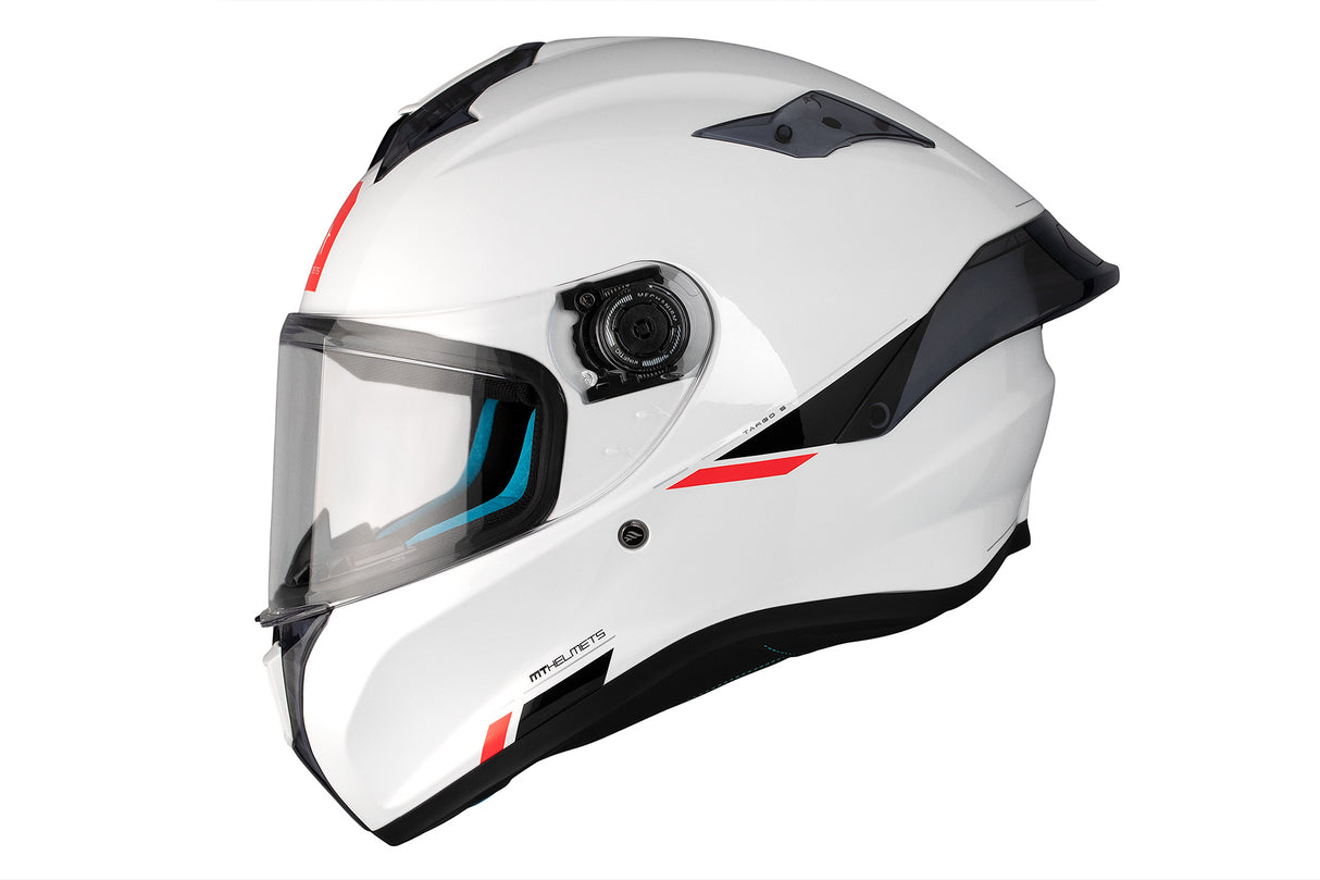 Casco de moto integral MT Helmets Targo S Solid A0 blanco perla acabado brillo - vista 2