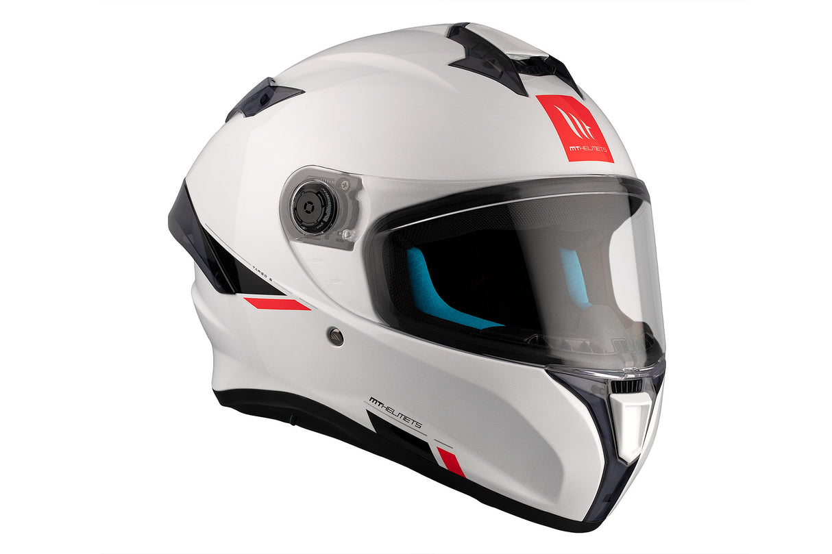Casco de moto integral MT Helmets Targo S Solid A0 blanco perla acabado brillo - vista 4