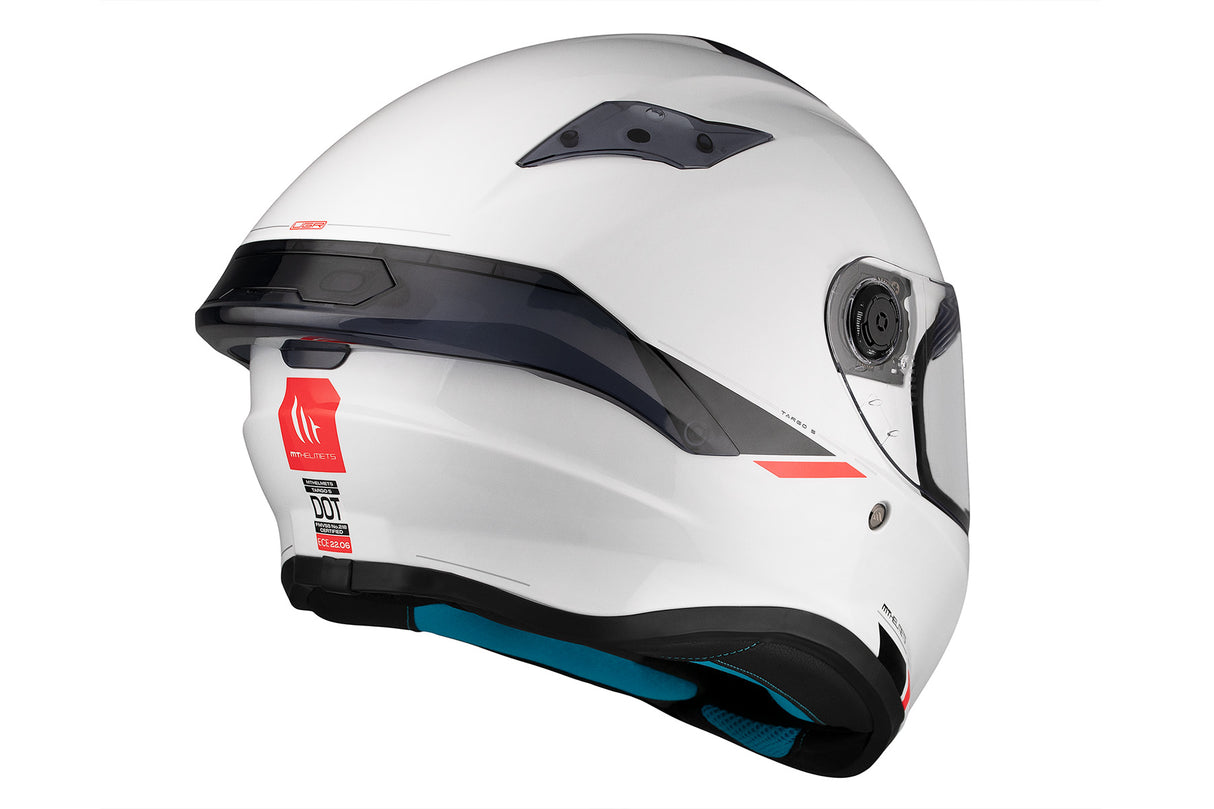 Casco de moto integral MT Helmets Targo S Solid A0 blanco perla acabado brillo - vista 6