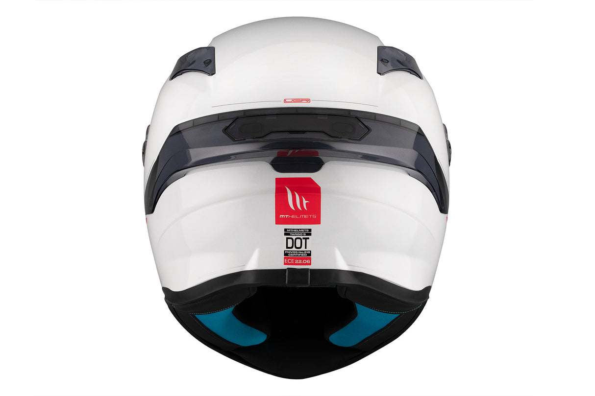 Casco de moto integral MT Helmets Targo S Solid A0 blanco perla acabado brillo - vista 7