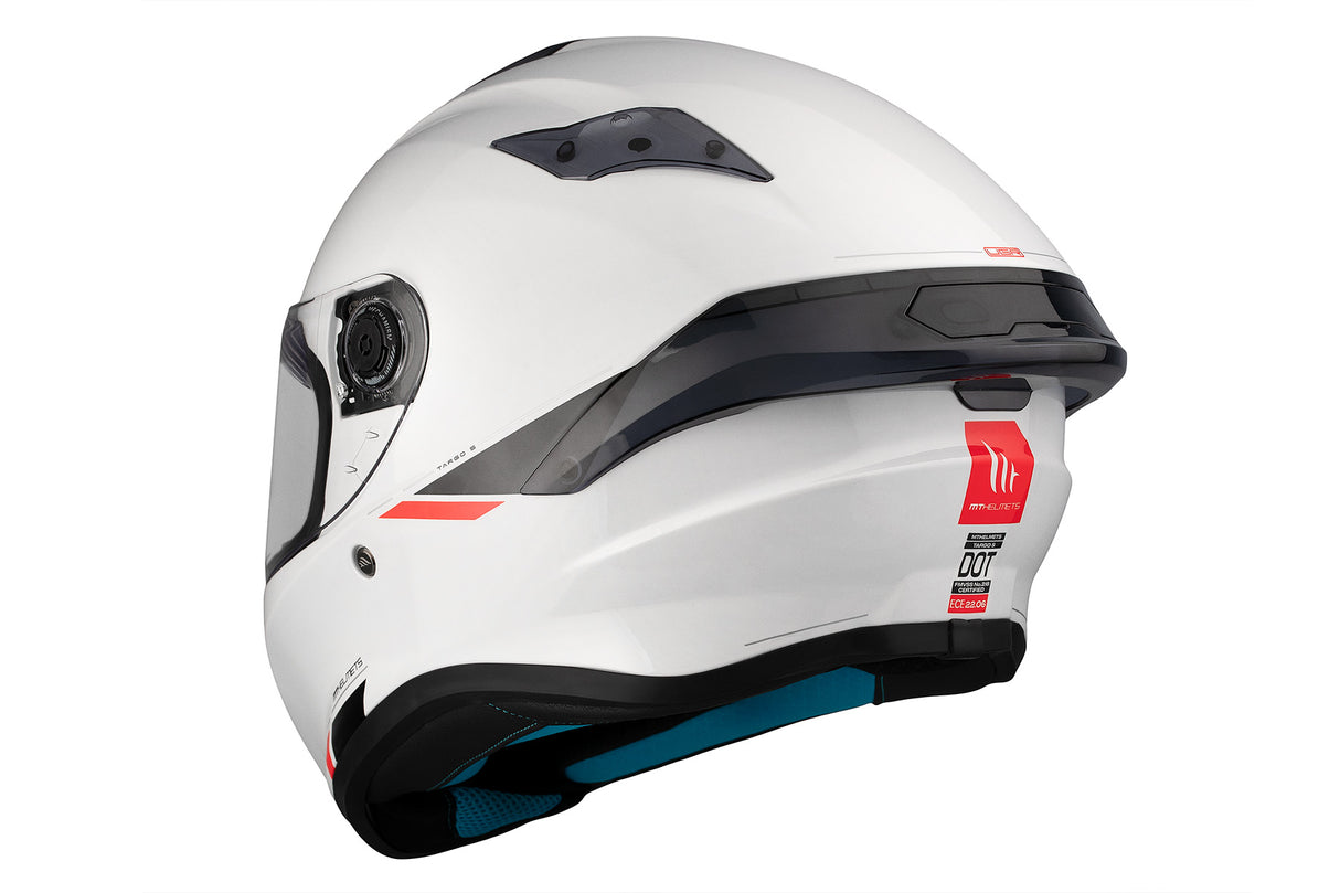 Casco de moto integral MT Helmets Targo S Solid A0 blanco perla acabado brillo - vista 8