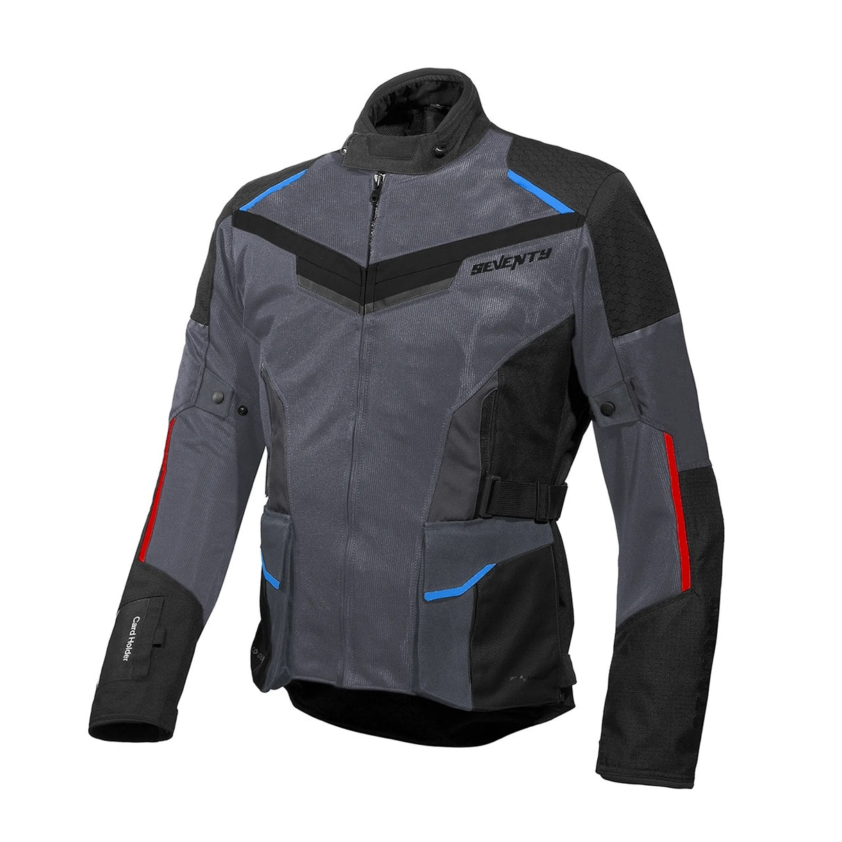 Chaqueta de moto de verano Seventy Degrees SD-JT70 Atacama gris, azul y roja