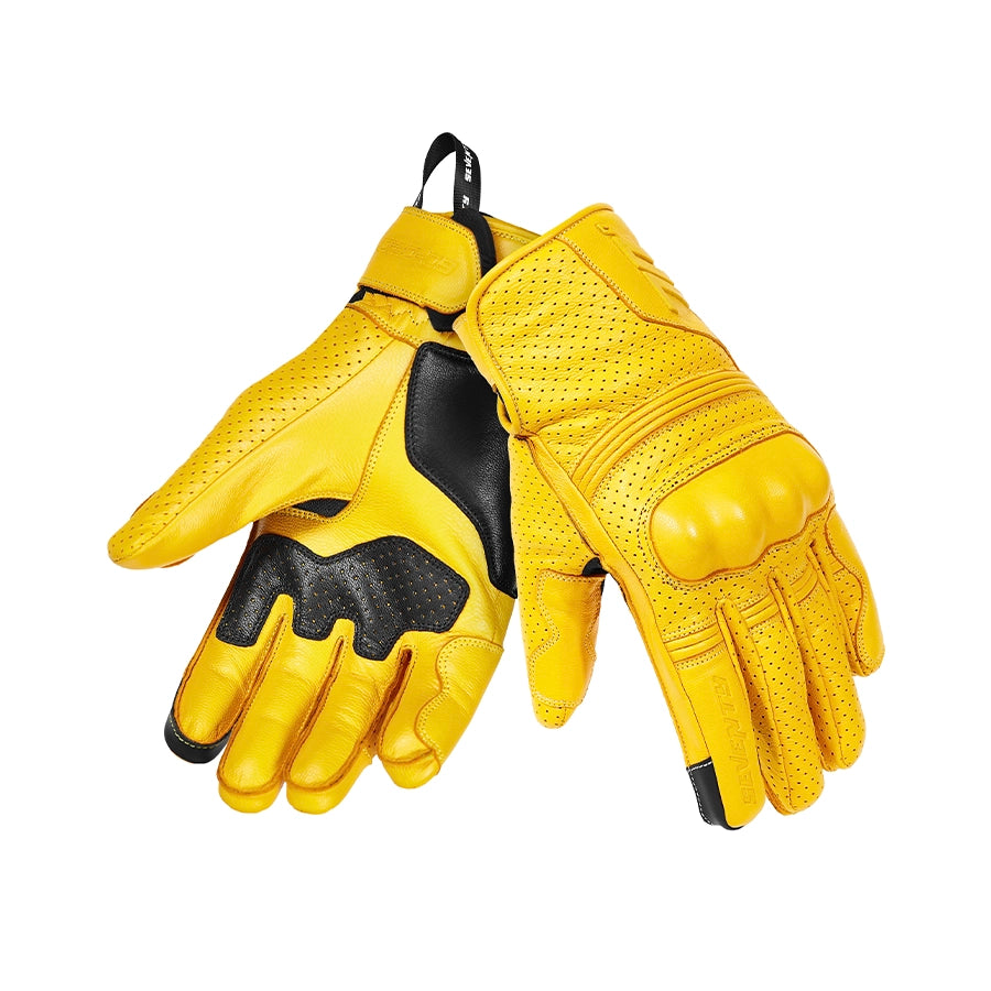 Guantes de moto de verano urbanos Seventy Degrees SD-C20 Rebel amarillo vintage