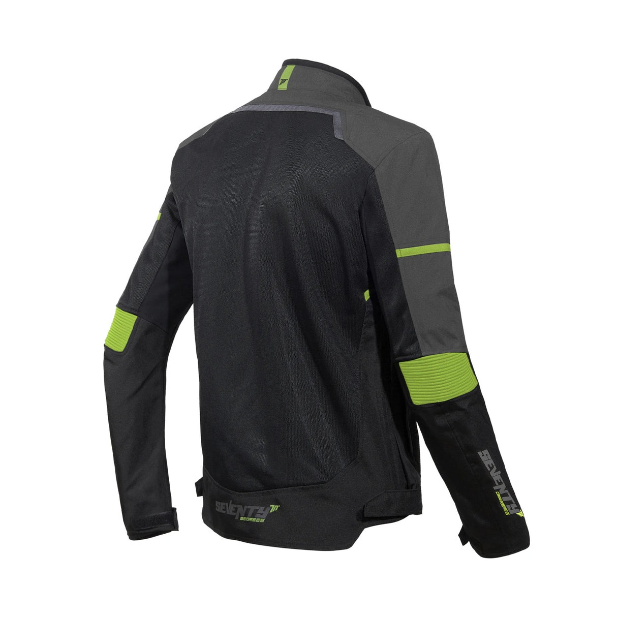 Chaqueta de moto de verano deportiva Seventy Degrees SD-JR60 Thunder negra, gris y amarillo flúor - vista 2