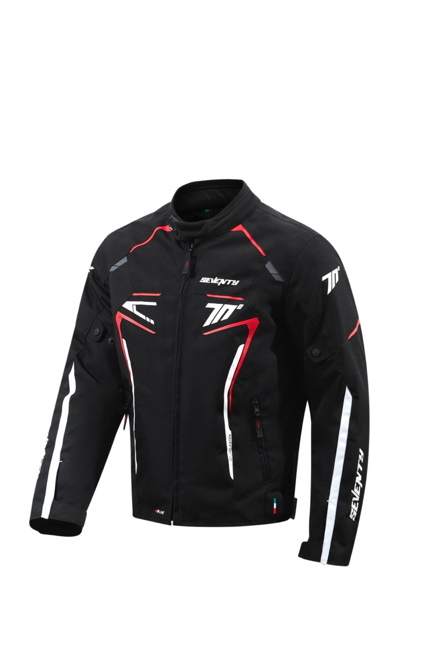 Chaqueta de moto de invierno de hombre Seventy Degrees SD-JR65 Piston negra, roja y blanca - vista 4