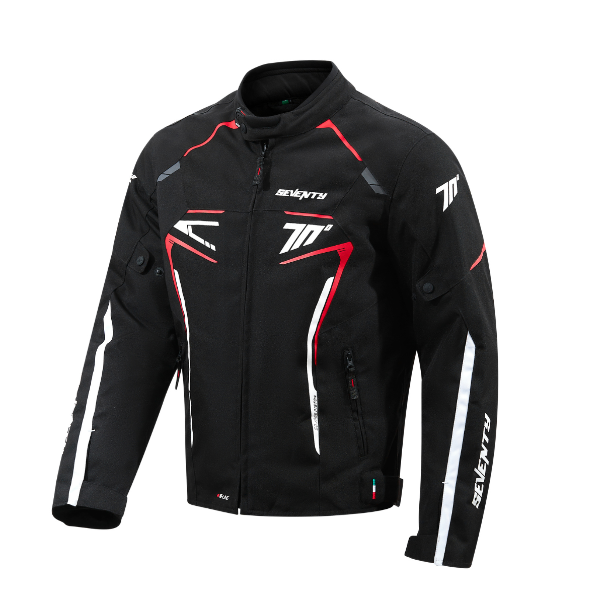 Chaqueta de moto de invierno de hombre Seventy Degrees SD-JR65 Piston negra, roja y blanca
