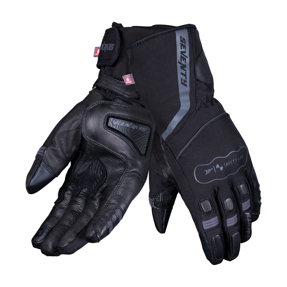 Guantes de moto de invierno Seventy Degrees SD-T7 Gobi de hombre negro y gris