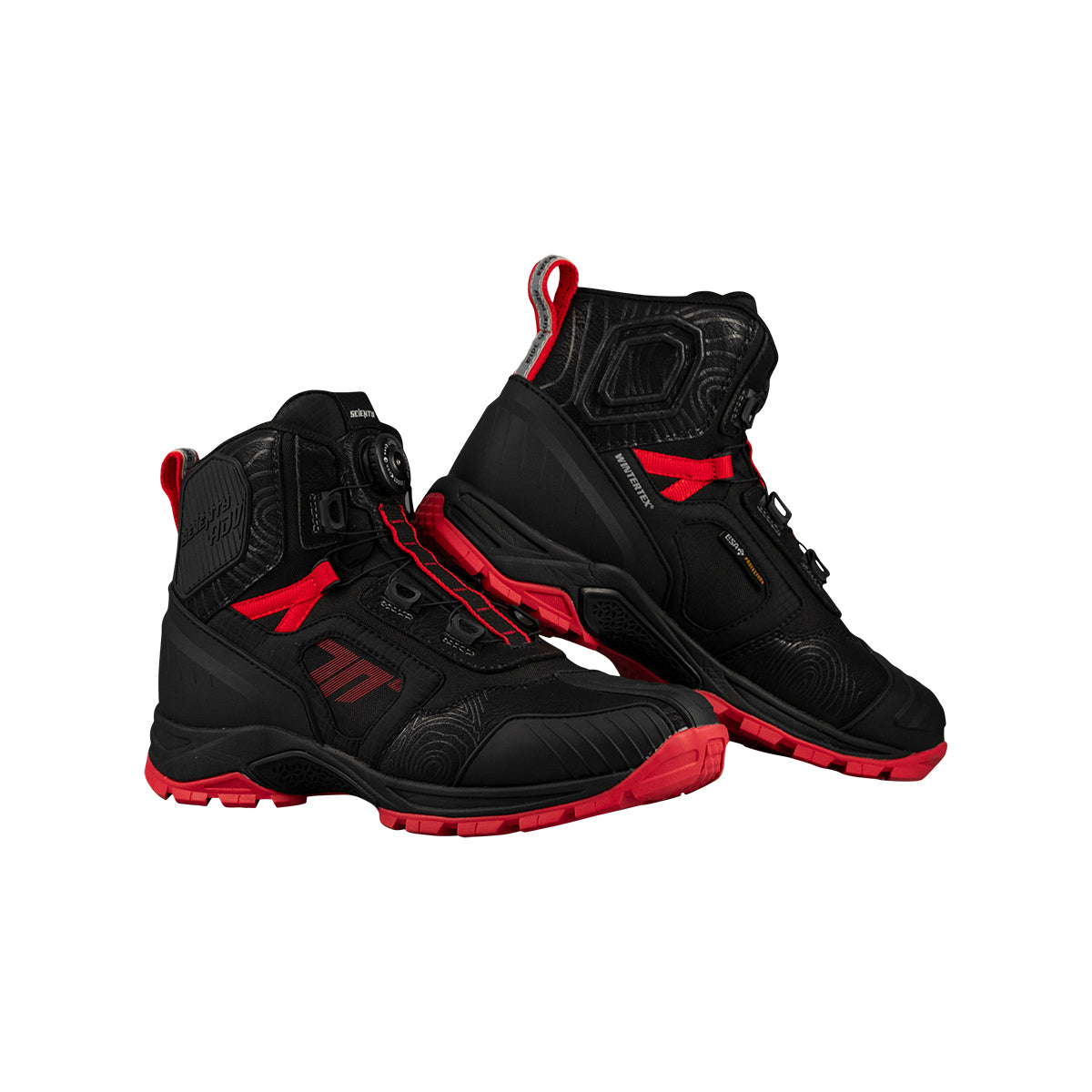 Botas de moto de invierno touring adventure Seventy Degrees SD-BA7 Stelvio bajas negras y rojas
