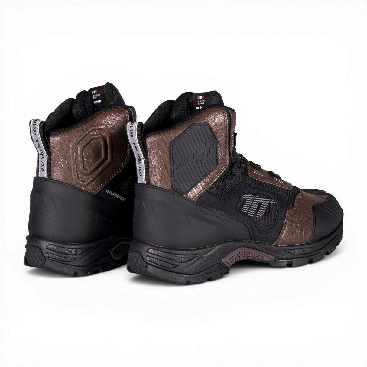 Botas de moto de invierno touring adventure Seventy Degrees SD-BA7 Stelvio bajas negras y marrones - vista 3
