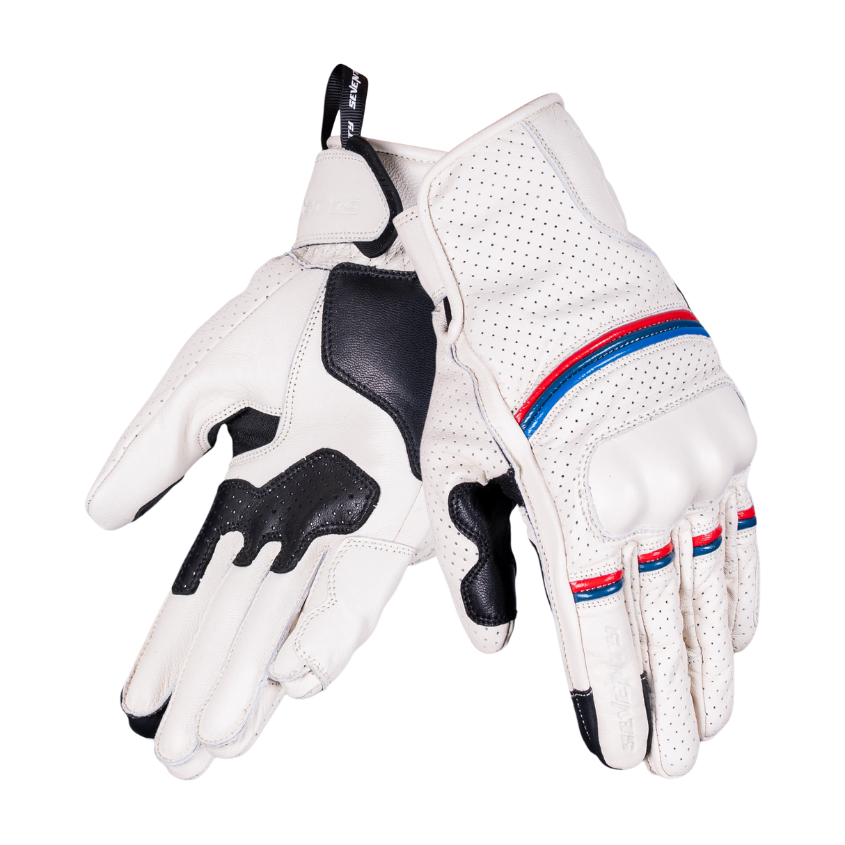 Guantes de moto de verano de hombre Seventy Degrees SD-C20 Rebel blancos vintage