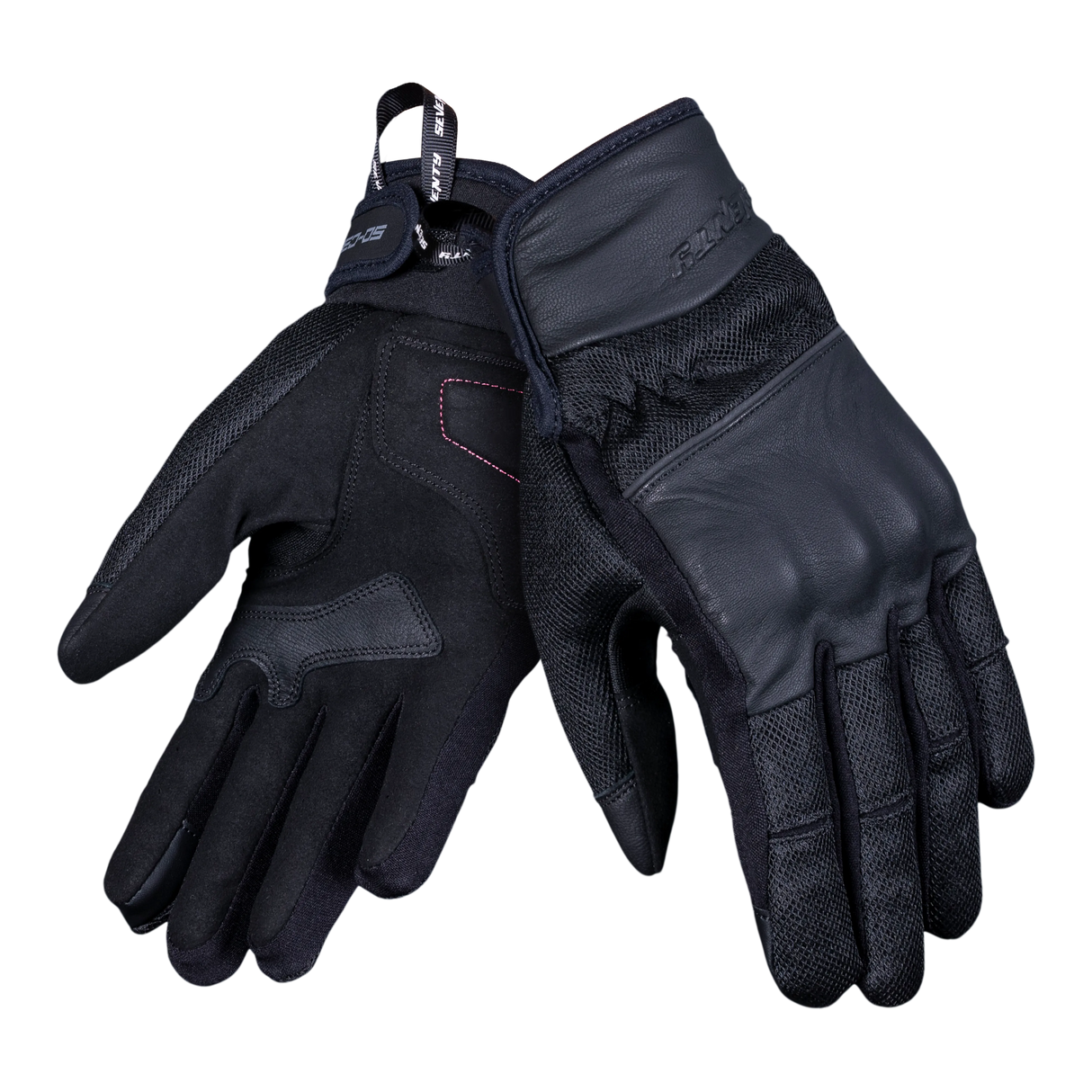 Guantes de moto de verano urbanos de mujer Seventy Degrees SD-C38 Icon negros y fucsia