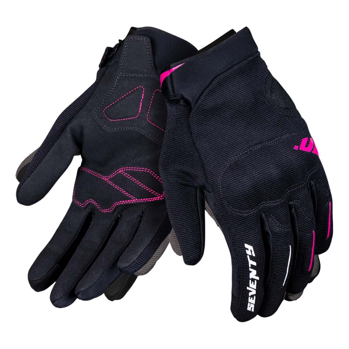 Guantes de moto de verano de mujer Seventy Degrees SD-C42 Asphalt negros y fucsia