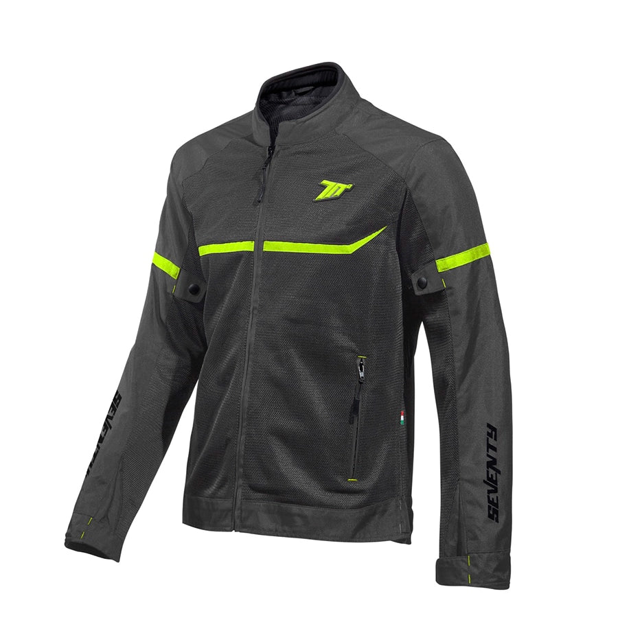 Chaqueta de moto de verano de hombre Seventy Degrees SD-JR30.1 Mojave gris y amarillo flúor