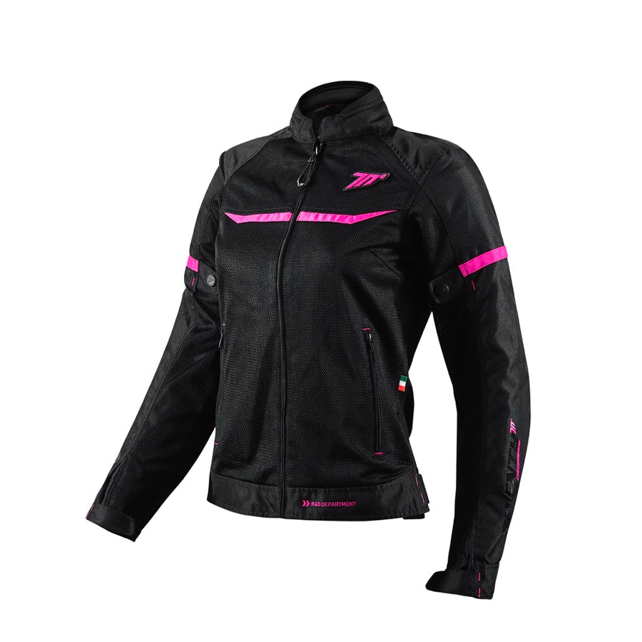 Chaqueta de moto de verano de mujer Seventy Degrees SD-JR30.2 Mojave negra y fucsia