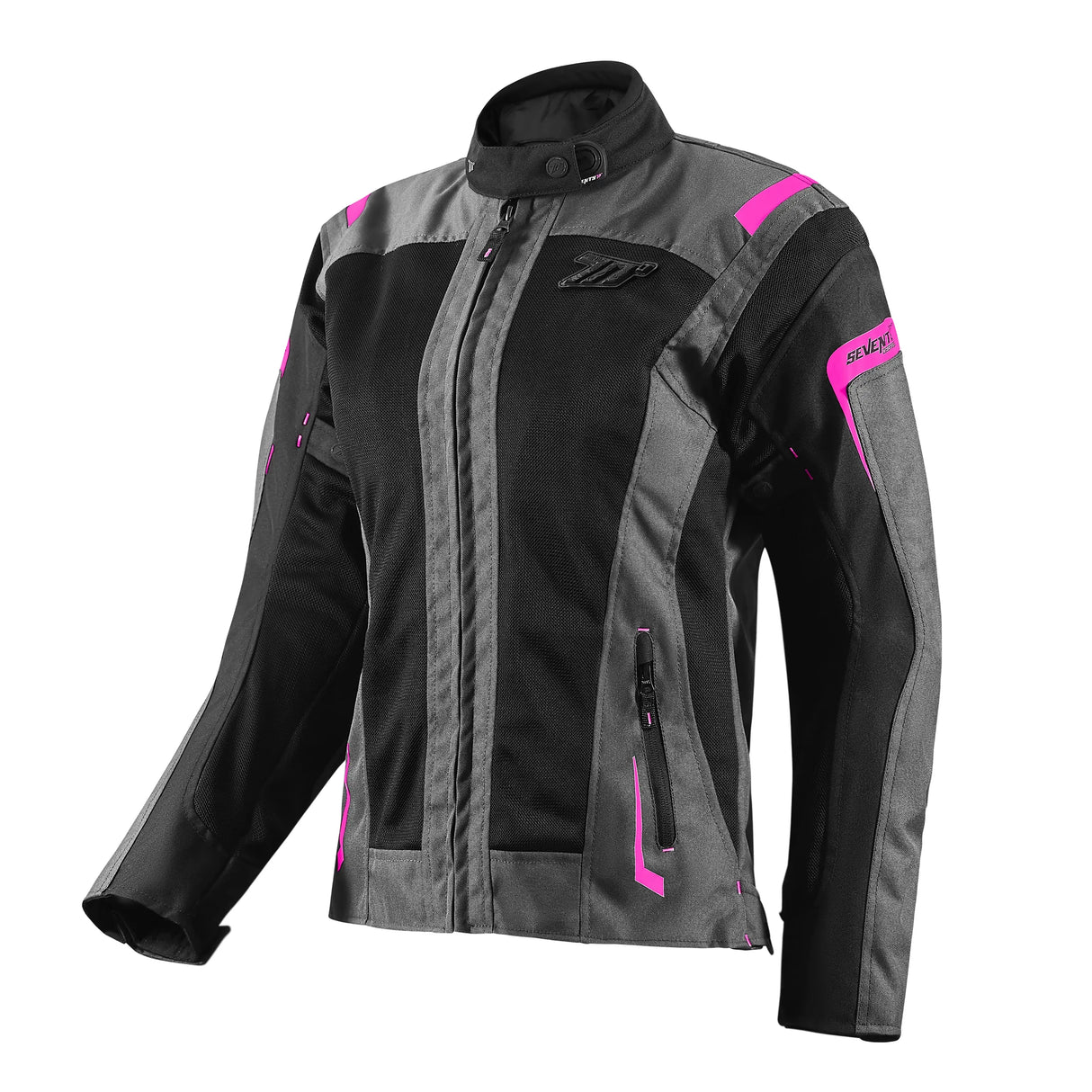 Chaqueta de moto de verano touring adventure Seventy Degrees SD-JT68 Sahara gris y fucsia