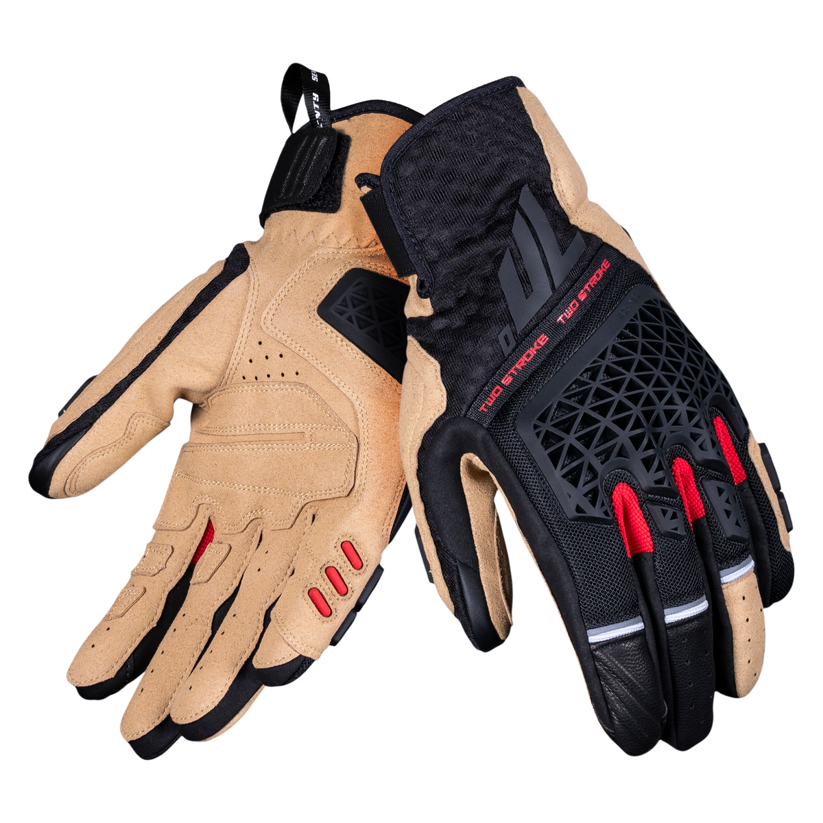 Guantes de moto de verano Seventy Degrees SD-N60 Two Stroke marrones y negros