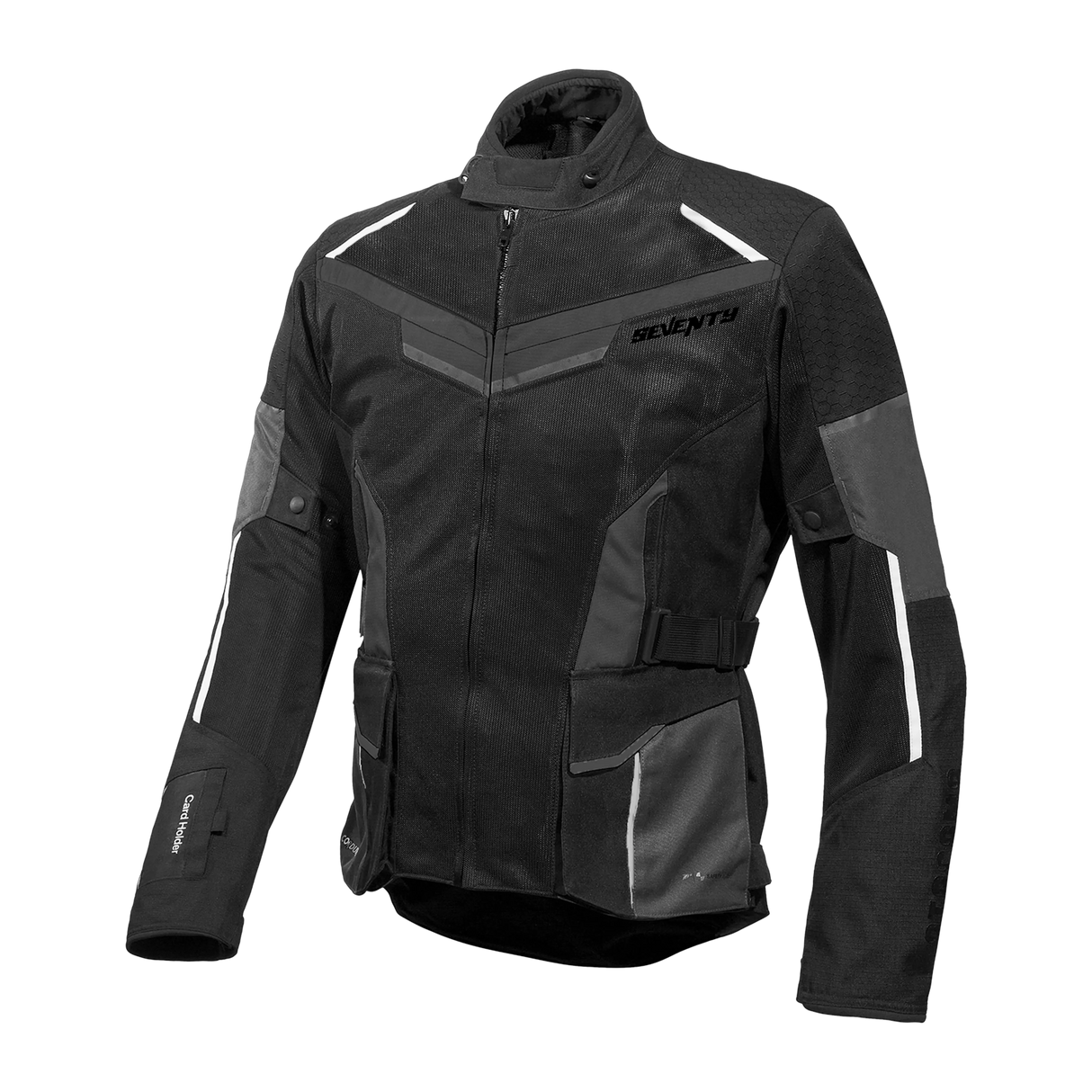 Chaqueta de moto de verano Seventy Degrees SD-JT70 Atacama negra, gris y blanca