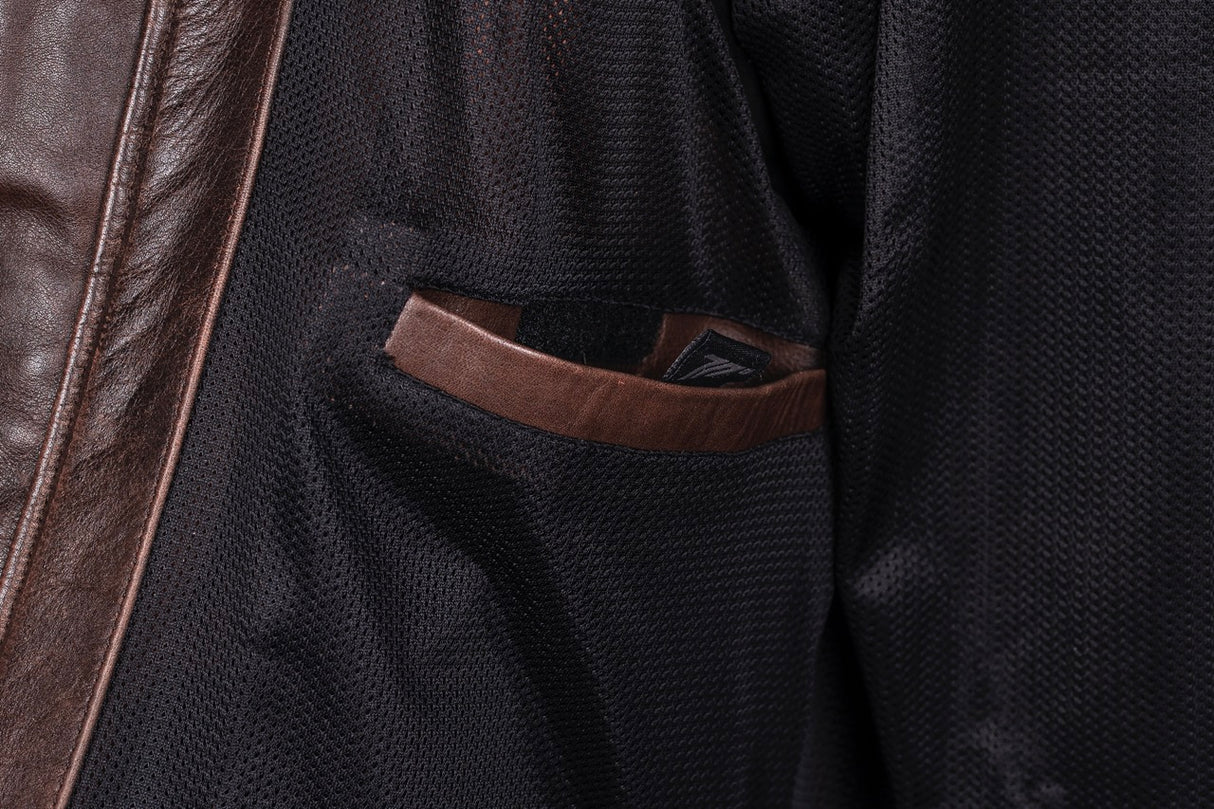 Chaqueta de moto de piel de verano Seventy Degrees SD-JL4 Legend marrón - vista 3
