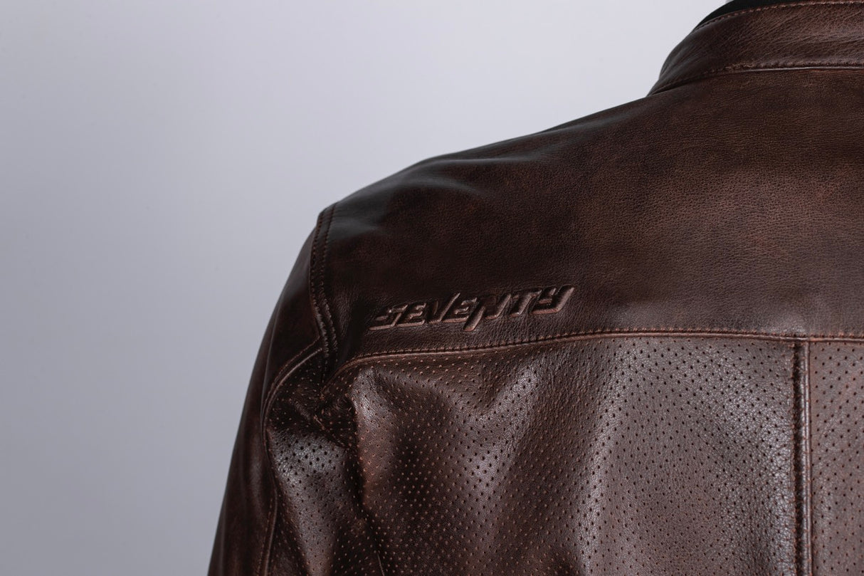 Chaqueta de moto de piel de verano Seventy Degrees SD-JL4 Legend marrón - vista 8