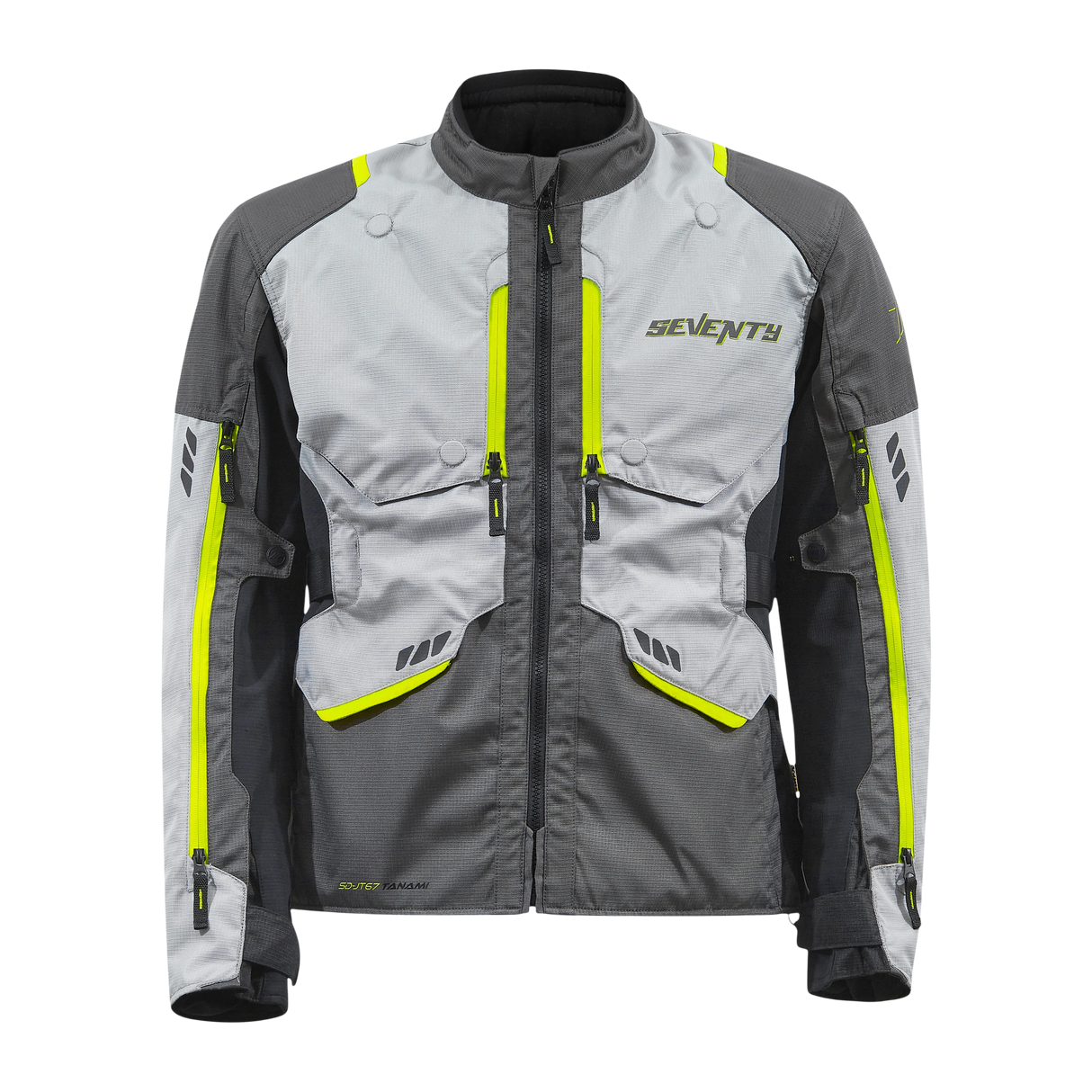 Chaqueta de moto de invierno touring adventure Seventy Degrees SD-JT67 Tanami negra, gris y amarillo flúor - vista 2