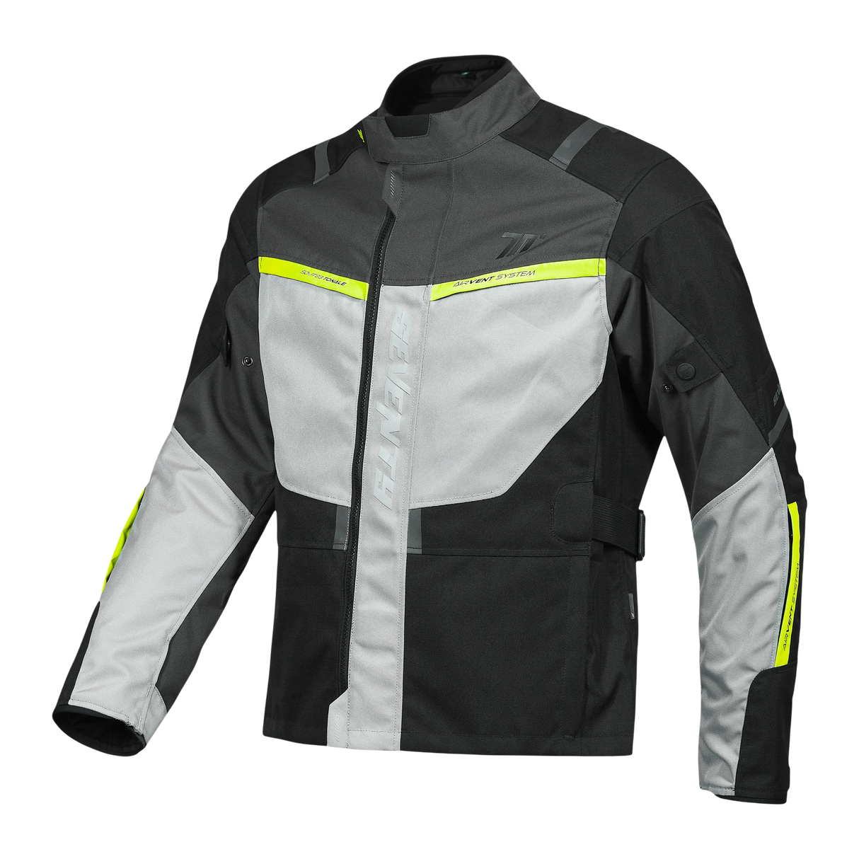 Chaqueta de moto de invierno touring adventure Seventy Degrees SD-JT83 Tonale negra, gris y amarillo flúor