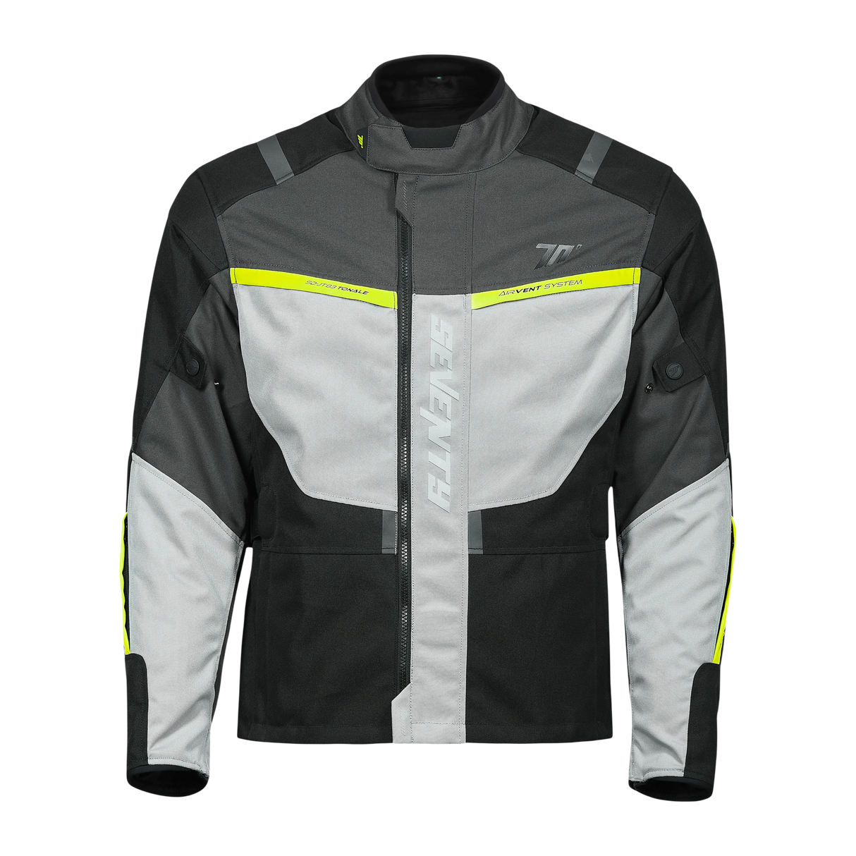 Chaqueta de moto de invierno touring adventure Seventy Degrees SD-JT83 Tonale negra, gris y amarillo flúor - vista 2