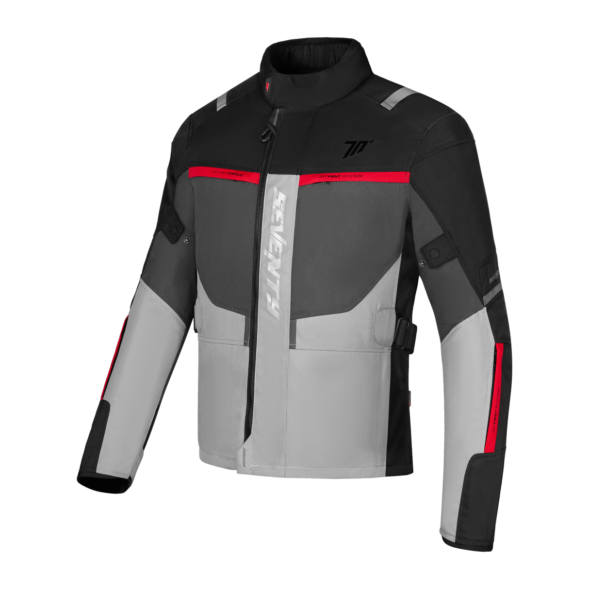 Chaqueta de moto de invierno touring adventure Seventy Degrees SD-JT83 Tonale negra, gris y roja