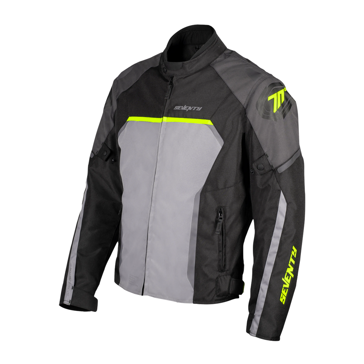 Chaqueta de moto de invierno Seventy Degrees SD-JR65 Piston negra, gris y amarillo flúor