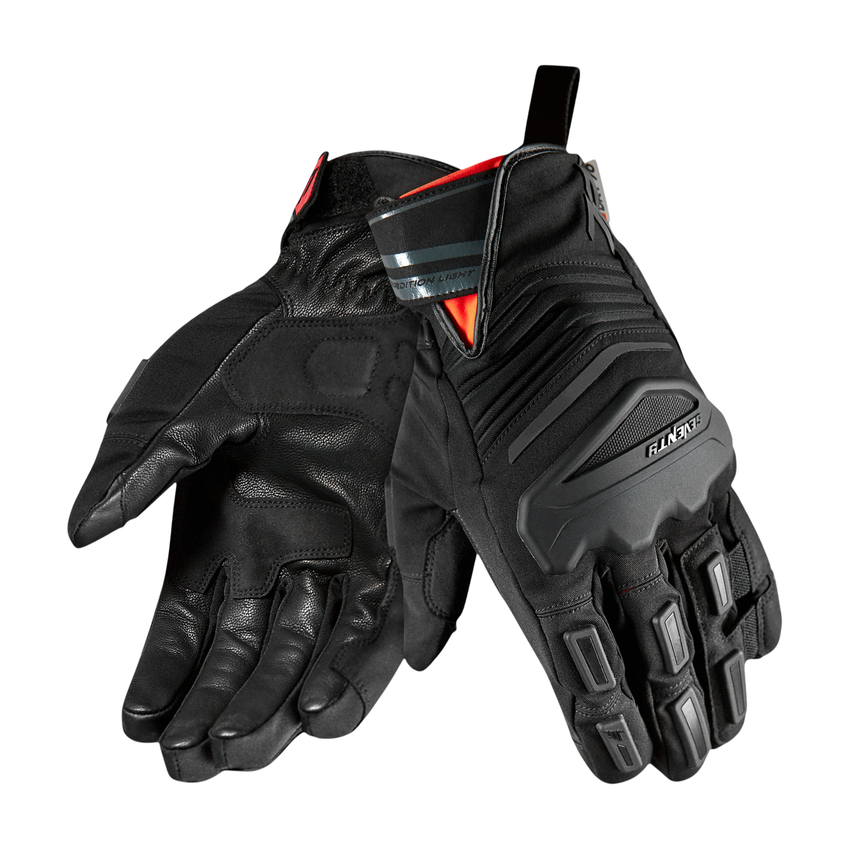 Guantes de moto touring adventure de invierno Seventy Degrees SD-T13 Aspen Light negros y rojos