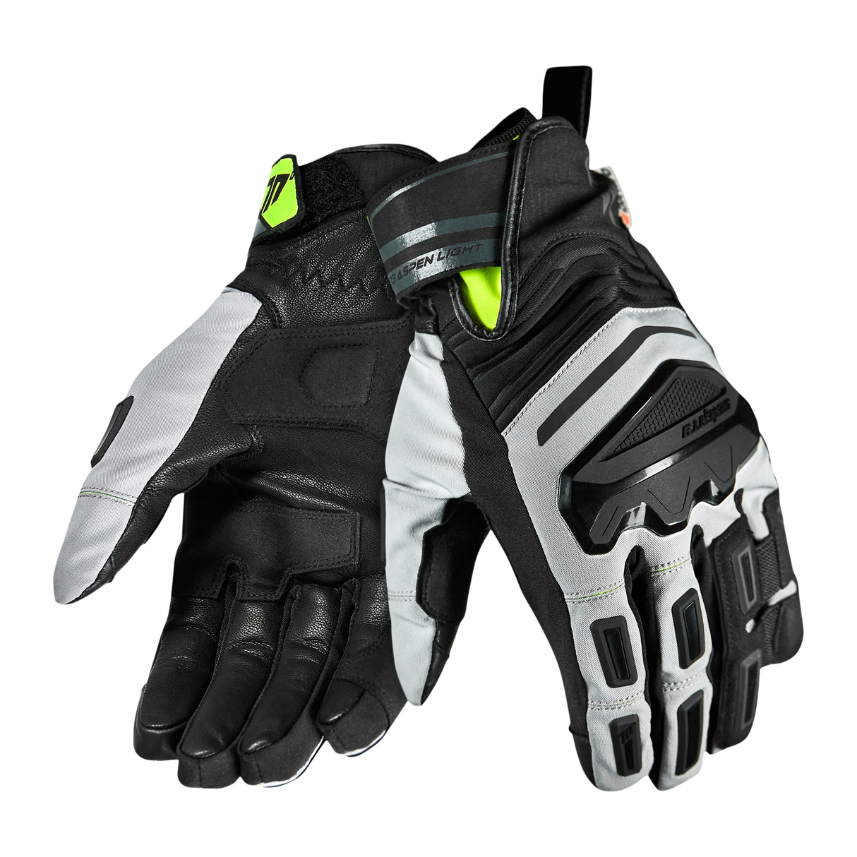 Guantes de moto touring adventure de invierno Seventy Degrees SD-T13 Aspen Light grises y amarillo brillante