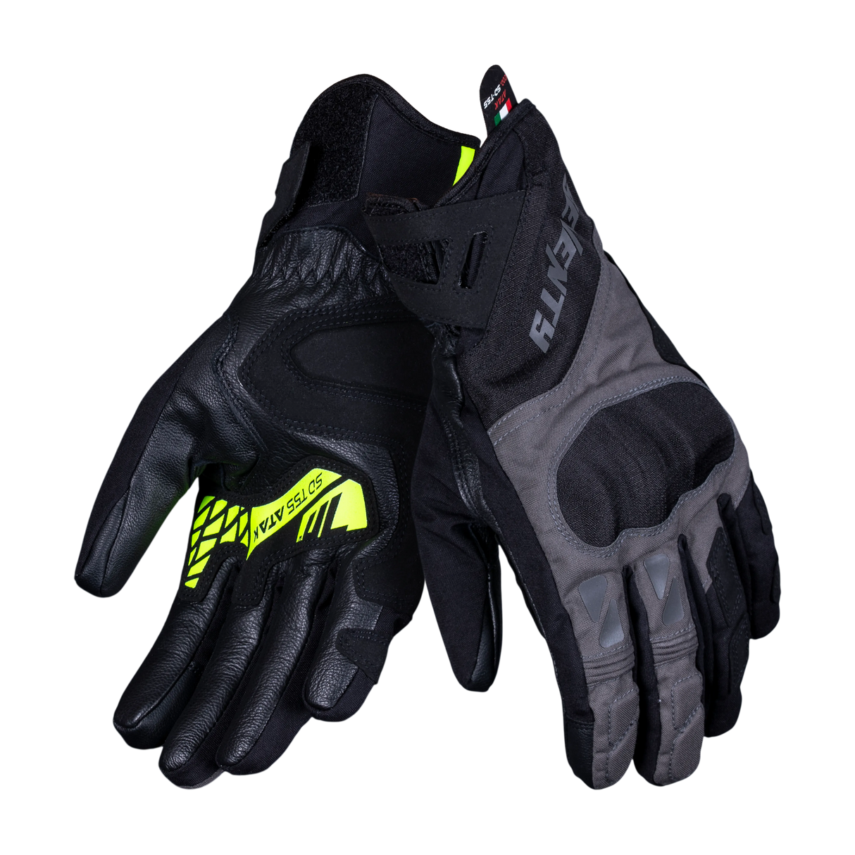 Guantes de moto touring adventure de invierno de hombre Seventy Degrees SD-T55 Atak negros y amarillo brillante