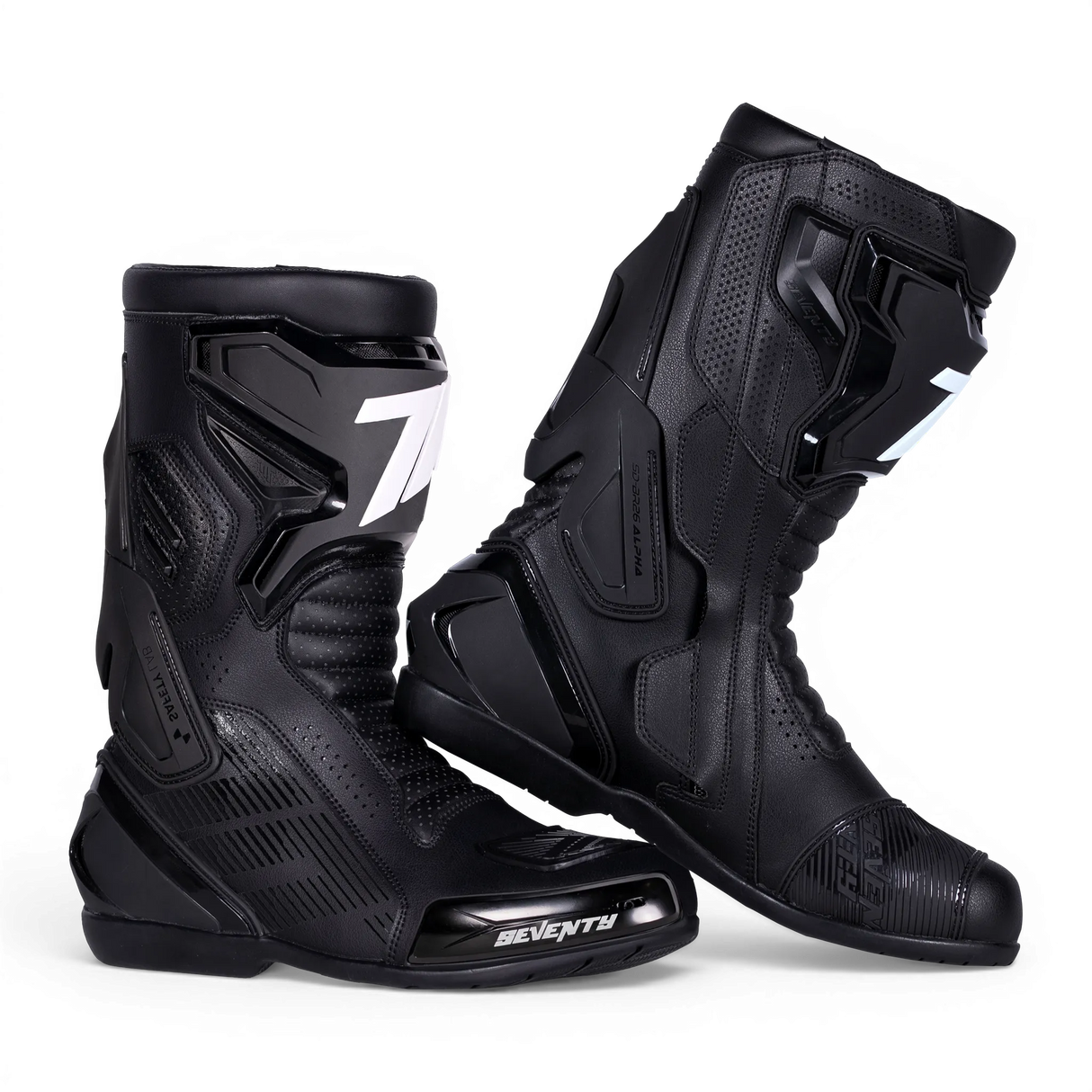Botas de moto deportivas de verano Seventy Degrees SD-BR26 Alpha negras y blancas