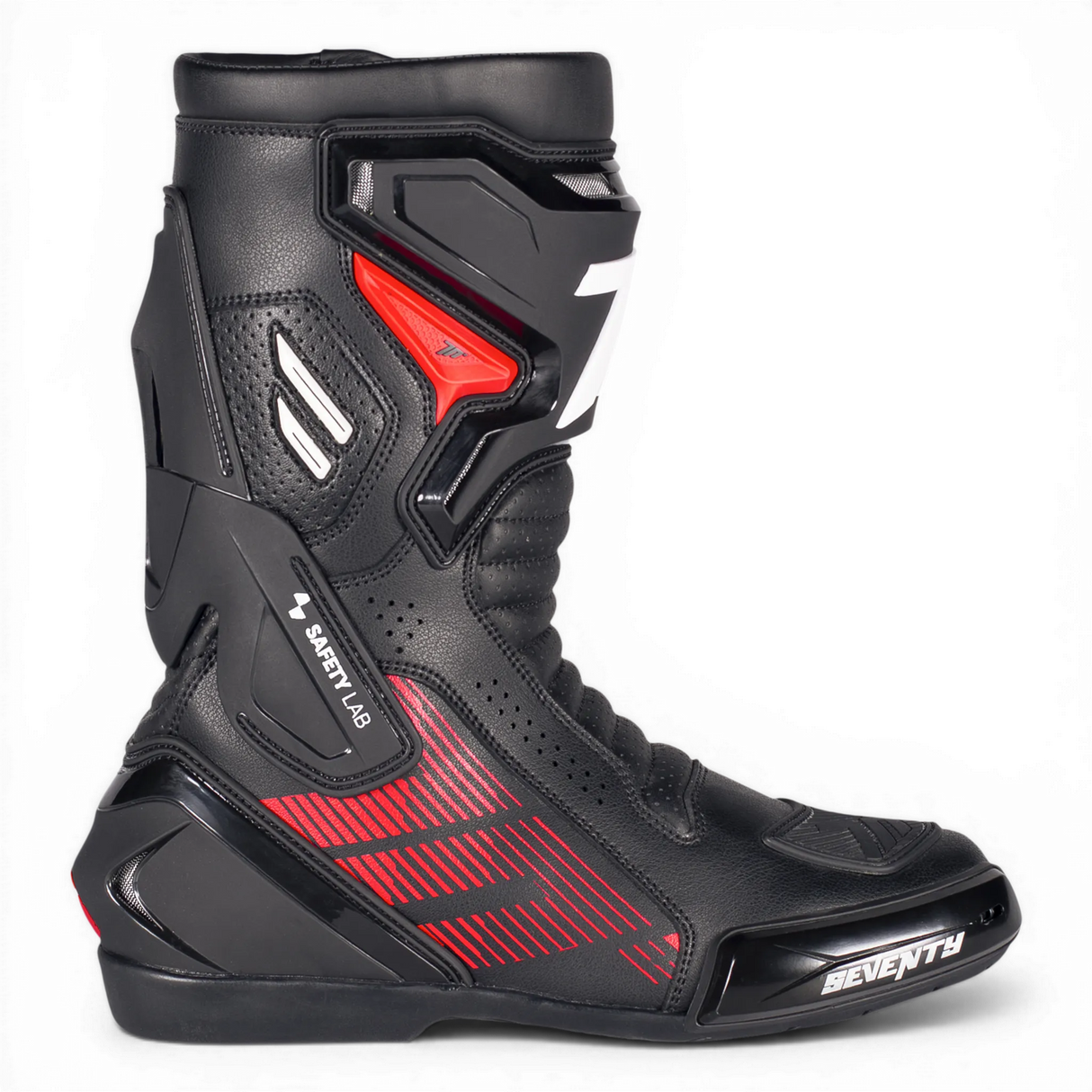 Botas de moto deportivas de verano Seventy Degrees SD-BR26 Alpha negras, blancas y rojas