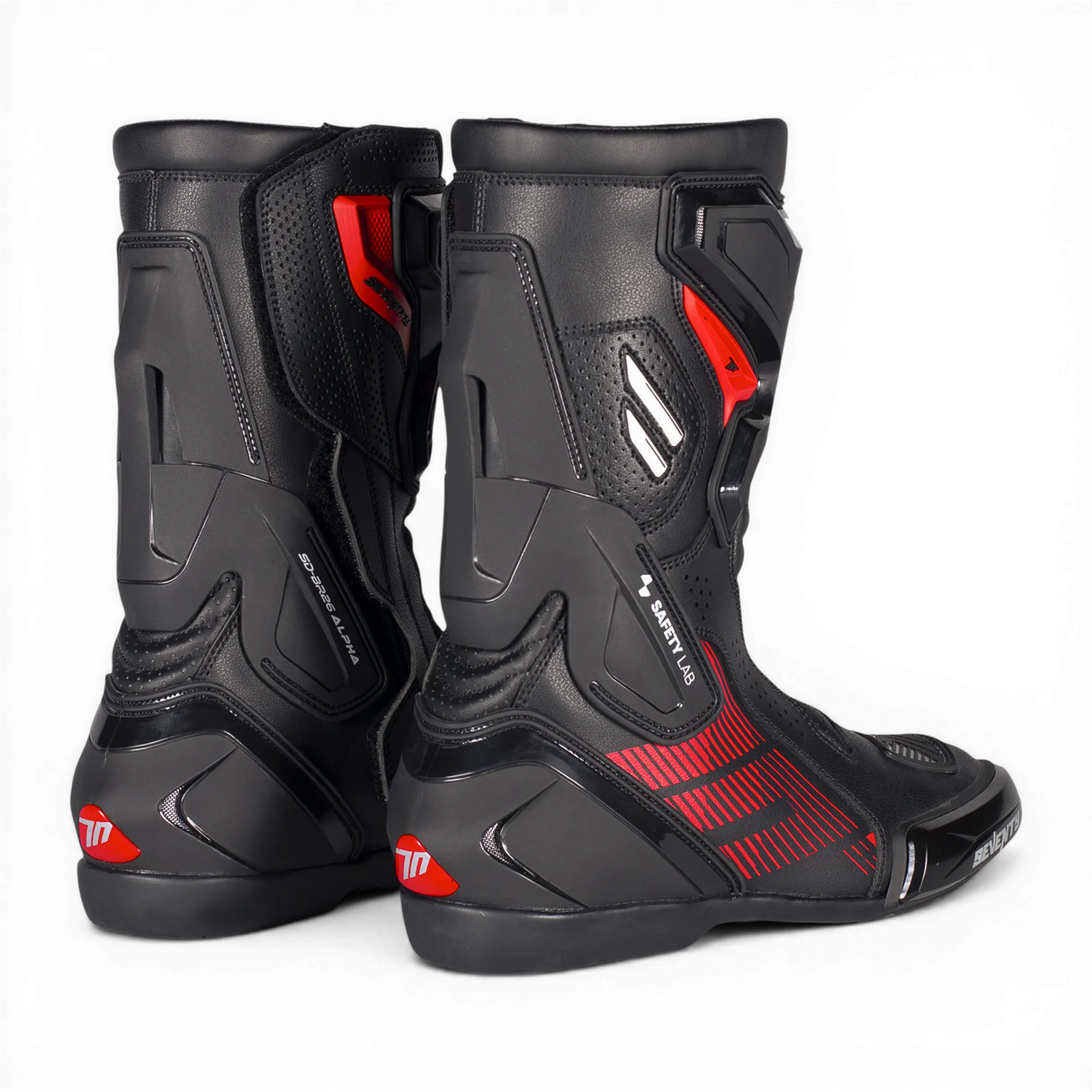 Botas de moto deportivas de verano Seventy Degrees SD-BR26 Alpha negras, blancas y rojas - vista 3