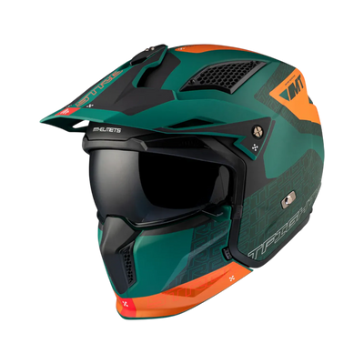 Casco de trial MT Helmets Streetfighter SV S Totem C6 verde acabado mate