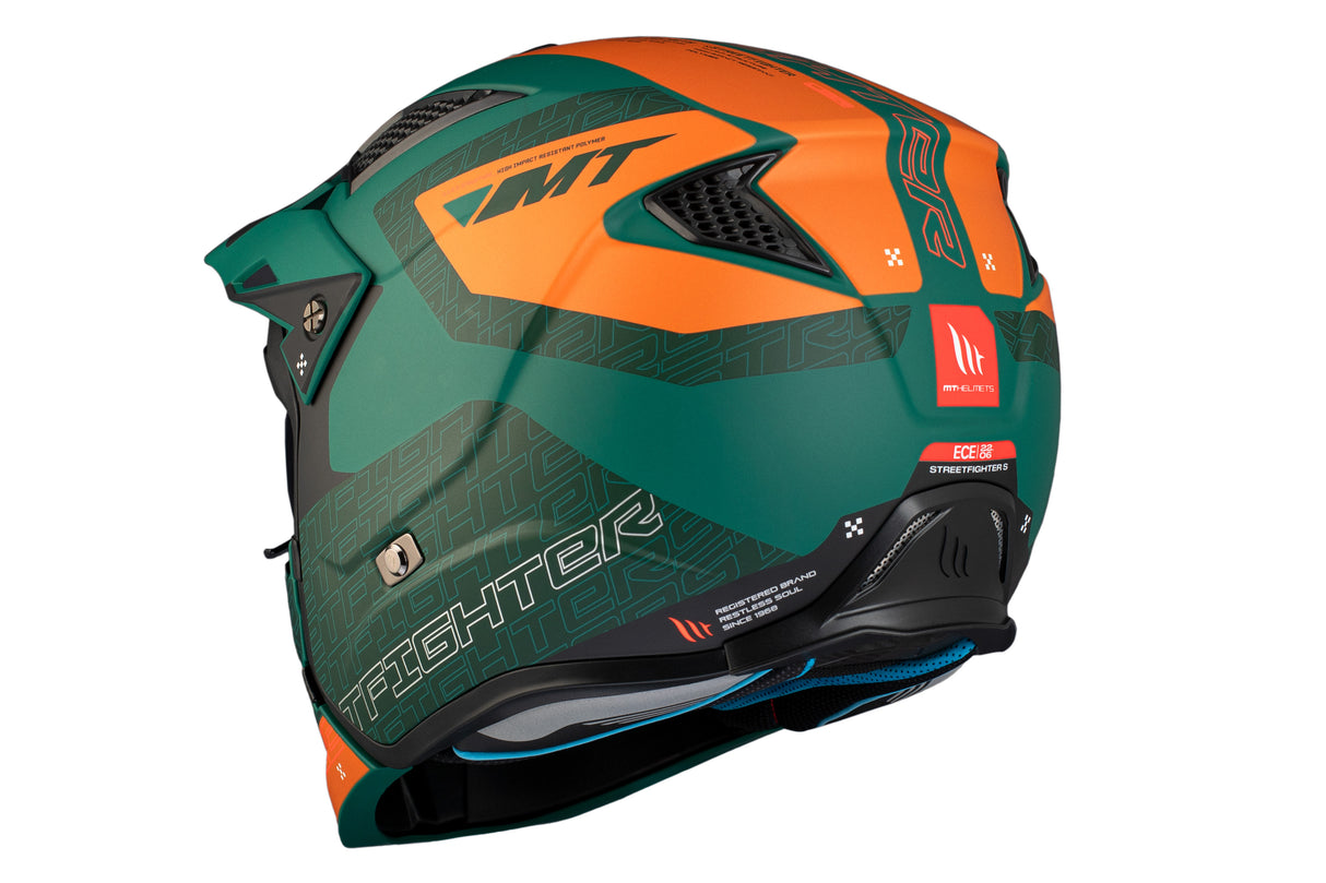 Casco de trial MT Helmets Streetfighter SV S Totem C6 verde acabado mate - vista 8