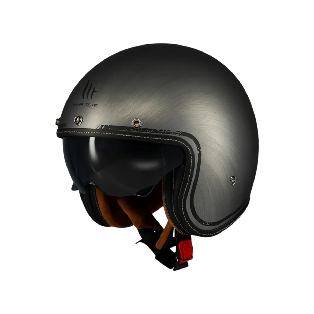 Casco de moto jet MT Helmets Lemans 2 SV S Scratched Chrome A2 acabado mate