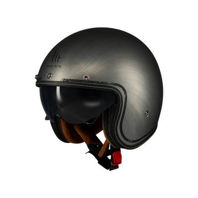 Casco de moto jet MT Helmets Lemans 2 SV S Scratched Chrome A2 acabado mate